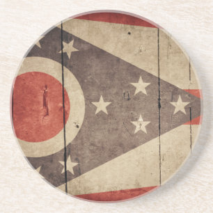 Rugged Wood Ohio Flag Coaster