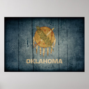 Rugged Wood Oklahoma Flag Poster