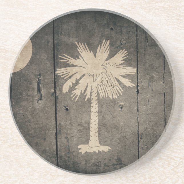 Rugged Wood South Carolina Flag Coaster (Front)