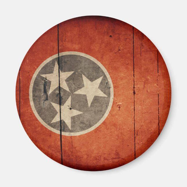 Rugged Wood Tennessee Flag Magnet (Front)