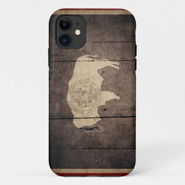 Rugged Wood Wyoming Flag Case-Mate iPhone Case (Back)