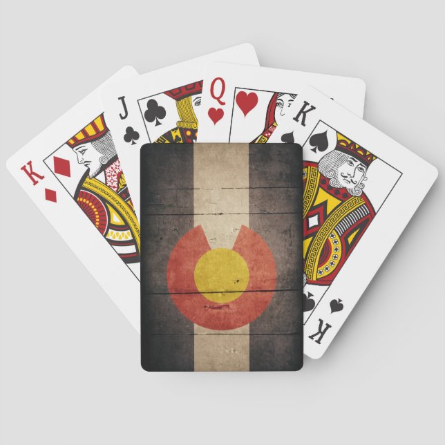 Rugged Wooden Colorado Flag Playing Cards (Back)