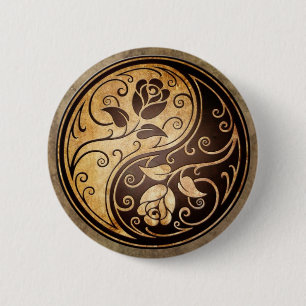 Rugged Yin Yang Roses 6 Cm Round Badge
