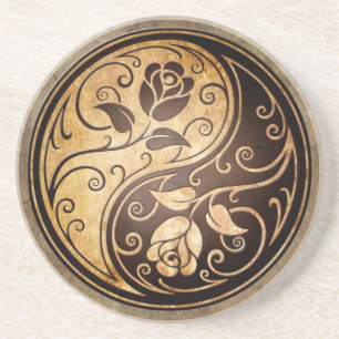 Rugged Yin Yang Roses Coaster