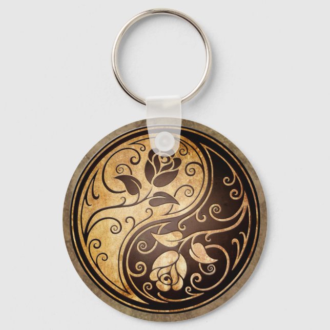 Rugged Yin Yang Roses Key Ring (Front)