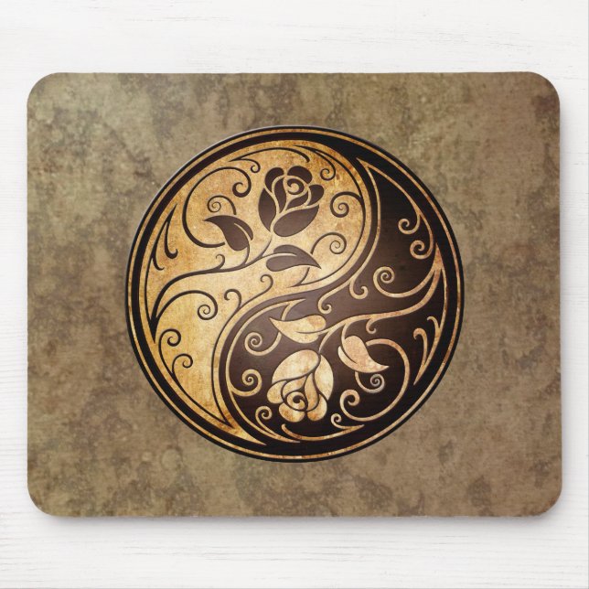 Rugged Yin Yang Roses Mouse Pad (Front)