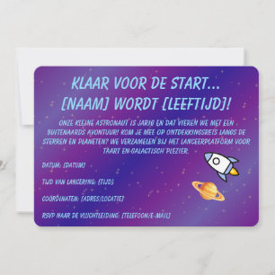 Ruimtevaart Verjaardag Uitnodiging – Birthday  Invitation