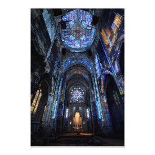 Ruined Cathedral Stained Glass Projection Glow Photo Print