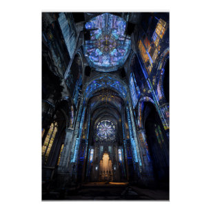 Ruined Cathedral Stained Glass Projection Glow Poster