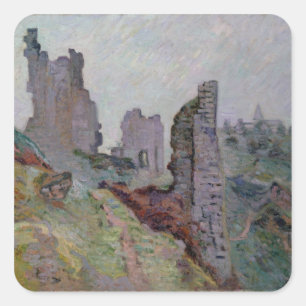 Ruins in the Fog at Crozant, 1894 (oil on canvas) Square Sticker
