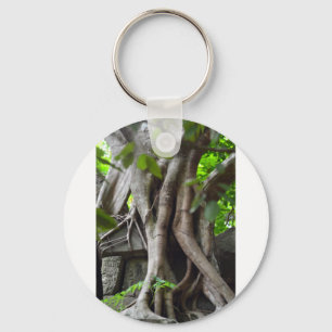 Ruins of a temple lost in a lush jungle key ring
