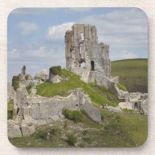 Ruins of Corfe Castle, near Wareham, Dorset, Coaster