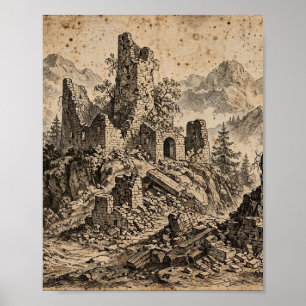 Ruins of the Fallen Keep Print — Biblical Hand-Dra