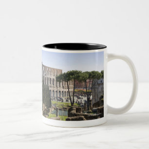 Ruins of the Roman Colosseum from Il Palatino, Two-Tone Coffee Mug