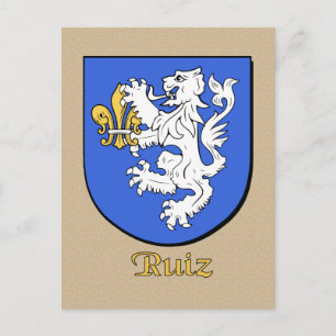 Ruiz Family Heraldic Shield Postcard