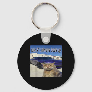 Rule 1 Always Boss Up Funny Cat Oddly Specific Dan Key Ring
