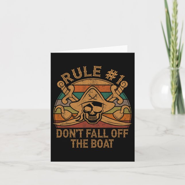 Rule #1 Don't Fall Off The Boat Pirate Gift Dad Ha Card (Front)