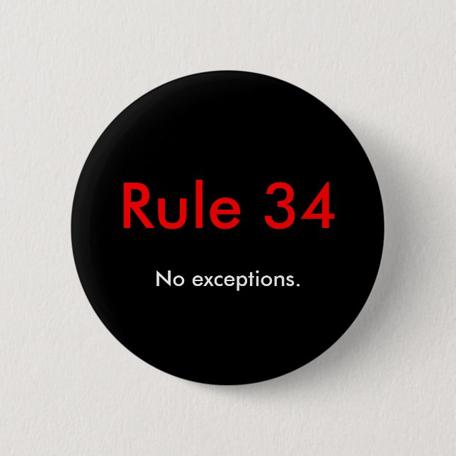 Rule 34, No exceptions. 6 Cm Round Badge (Front)