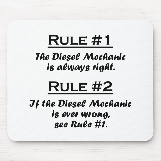 Rule Diesel Mechanic Mouse Pad (Front)