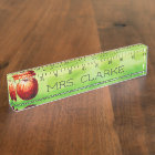 Ruler & Apple Personalised Teacher Name Plate