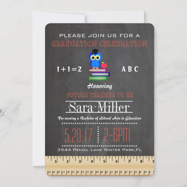Ruler & Apple Teacher Graduation Invitation (Front)