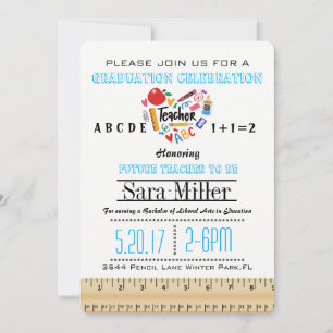 Ruler & Apple Teacher Graduation Invitation