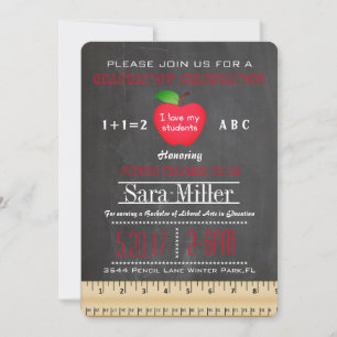 Ruler & Apple Teacher Graduation Invitation