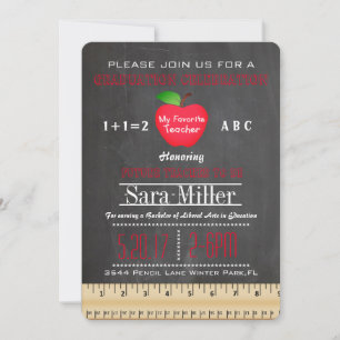 Ruler & Apple Teacher Graduation Invitation