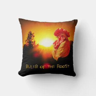 Ruler of the Roost. Rooster Sunrise Cushion
