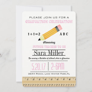 Ruler & Pencil Teacher Graduation Invitation