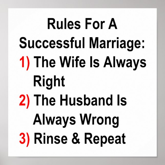 Rules For A Successful Marriage Poster (Front)