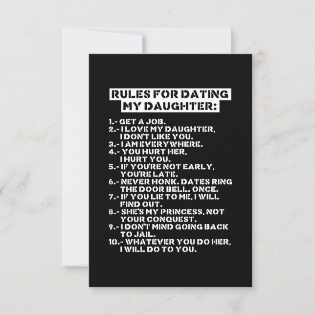 Rules for dating my daughter thank you card (Front)