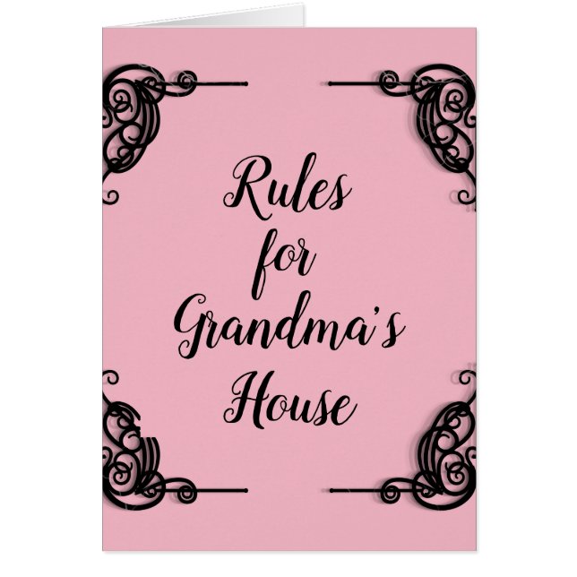 Rules for Grandma's house funny card (Front)