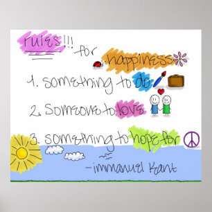 Rules for Happiness - Immanuel Kant Poster