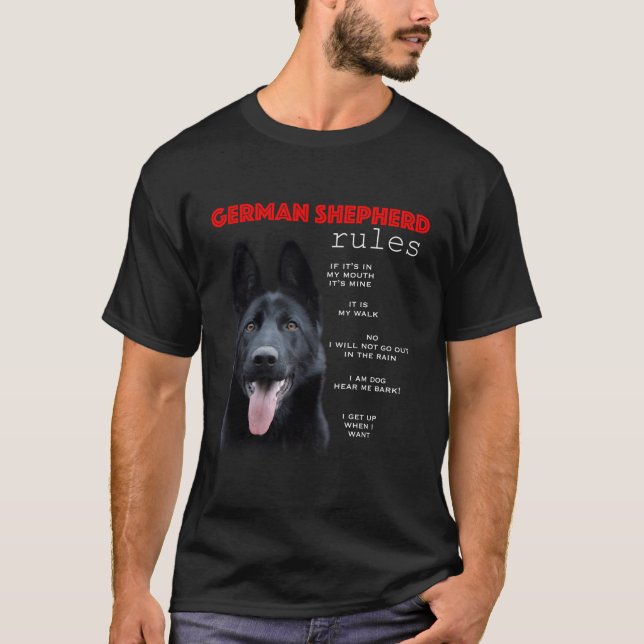 Rules For The Owner Of A Black Ger Shepherd T-Shirt (Front)
