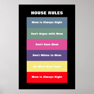 House Rules Posters | Zazzle.com.au