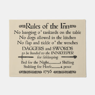 Rules of the Inn, 18th Century Innkeeper Sign Doormat