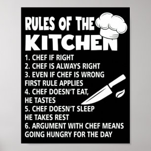Rules Of The Kitchen Chef Cooking Poster