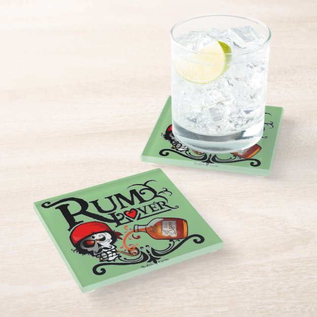 Rum lover glass coaster (Angled)