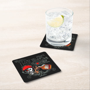 Rum lover square paper coaster