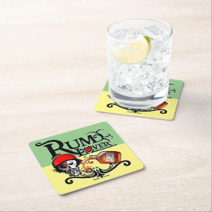 Rum lover square paper coaster