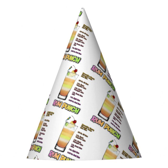 RUM PUNCH Cocktail Recipe Art Party Hat (Front)