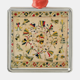 Rumal: square embroidery cover showing Punjabi dan Metal Tree Decoration