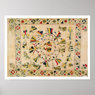 Rumal: square embroidery cover showing Punjabi dan Poster