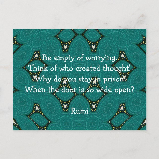 Rumi Inspirational quote With Tribal Design Postcard (Front)