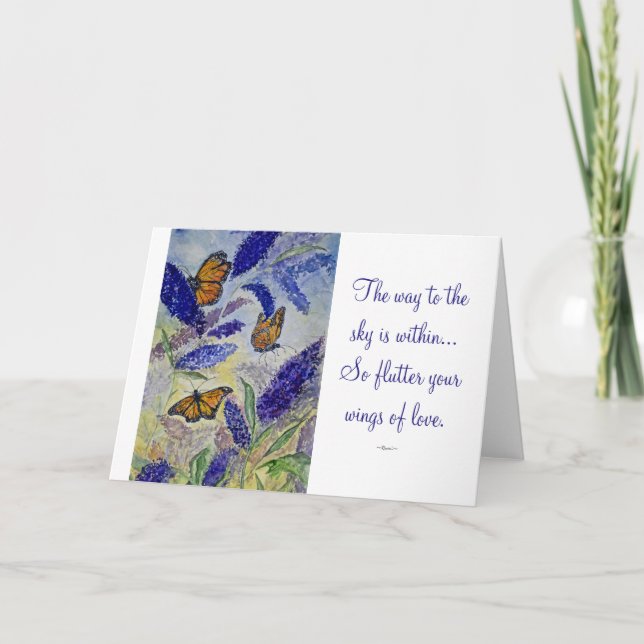 Rumi Love Quote Butterfly Watercolor Art Card (Front)