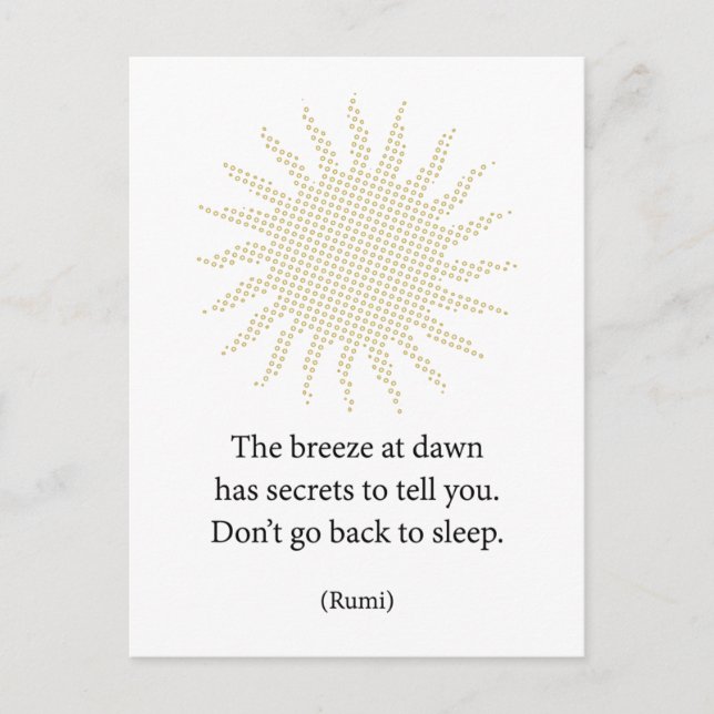 Rumi Morning Poetry Postcard (Front)
