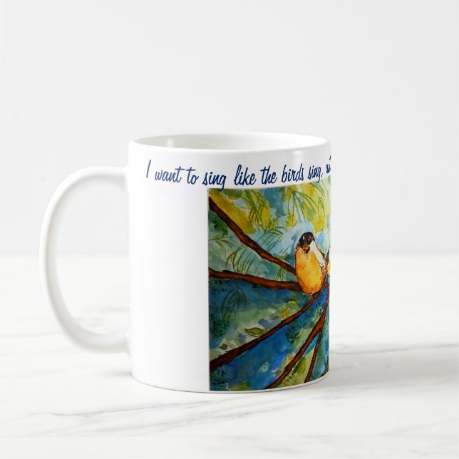 Rumi Quote Birds Watercolor Art Coffee Mug (Left)