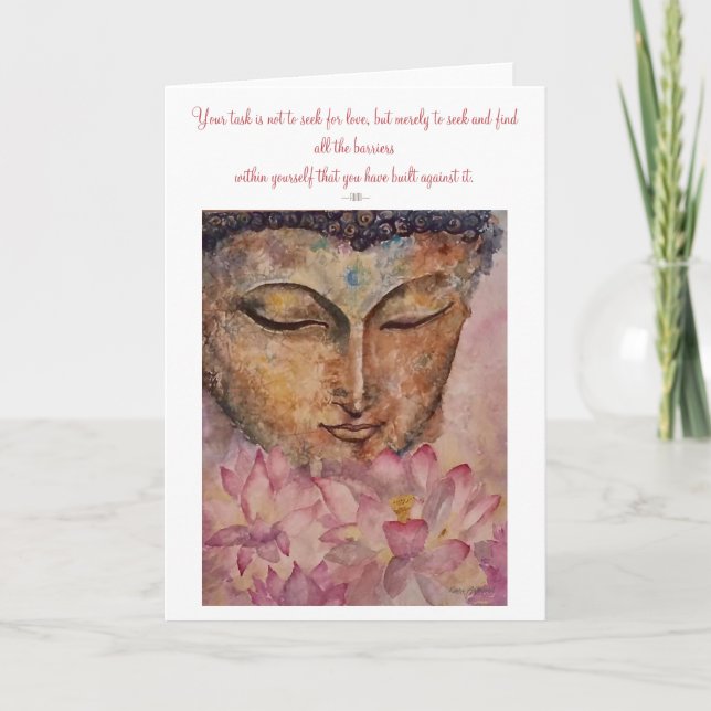 Rumi Quote Buddha Watercolor Art Greeting Card (Front)