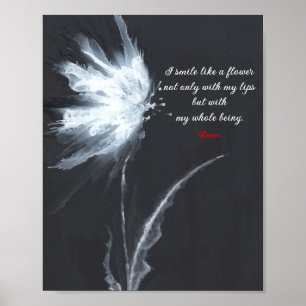 Rumi Quote Flower Art Black White Poster